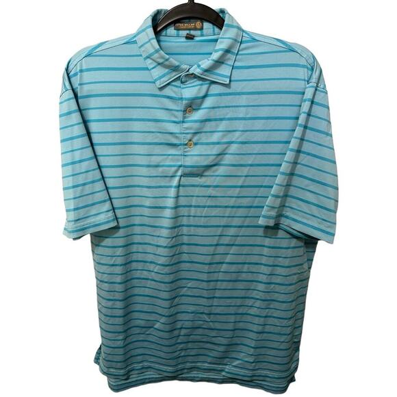 Peter Millar Summer Comfort Blue Striped Polo Size Medium - Picture 1 of 7